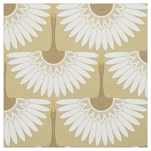 art deco cranes gold fabric