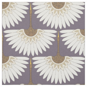 art deco cranes plum fabric