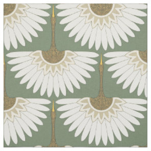 art deco cranes valley green fabric
