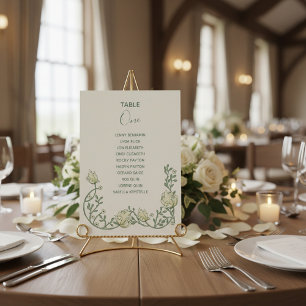 Art deco cream flowers Table Number Seating Chart