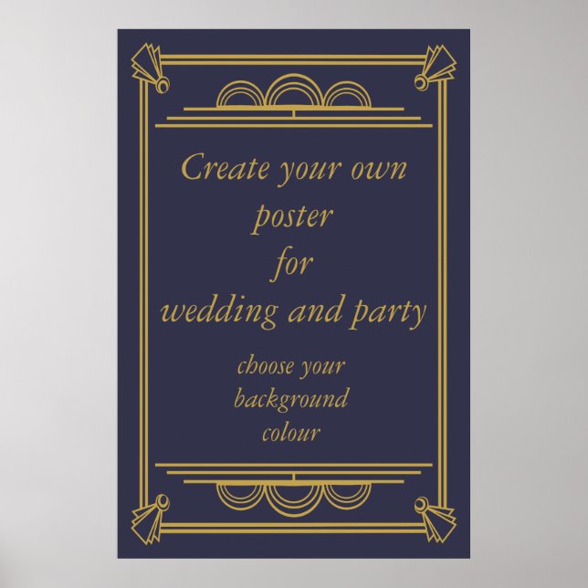 Art Deco  create your own wedding or party poster (Front)