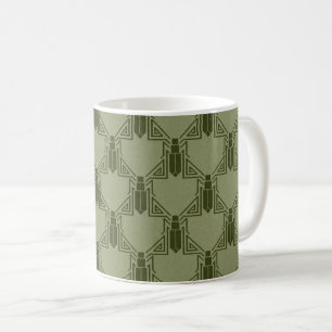 Art Deco Crickets - Light Olive Green Coffee Mug