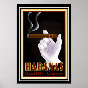 Art Deco Cuban "Habanas" Cigar Ad 13 x 19 Poster