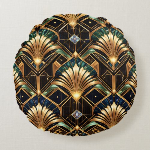 Art deco cushion gold emerald black geometric luxu