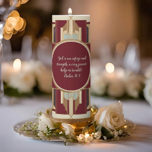 Art Deco Customizable Bible Verse Pillar Candle