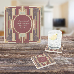 Art Deco Customizable Bible Verse Stone Coaster