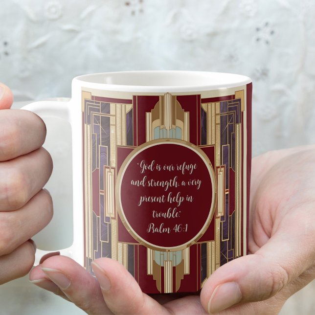 Art Deco Customizable Downloadable Bible Verse Coffee Mug (Creator Uploaded)