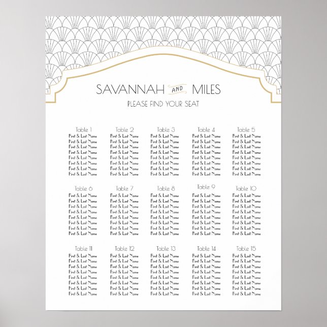 Art Deco Customizable Seating Chart (Front)