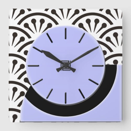 Art Deco Cut_A_Way Periwinkle and Black Square Wall Clock