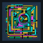 Art Deco Cyberpunk Geometric Fusion Poster<br><div class="desc">This poster features the design Mavericamera, This striking design features a bold fusion of art deco elegance and cyberpunk vibrancy, showcasing intricate geometric patterns in neon cyan, metallic gold, and vivid fuchsia. Perfect for modern art enthusiasts and fans of retro-futuristic aesthetics, this piece brings dynamic energy and sophistication to any...</div>
