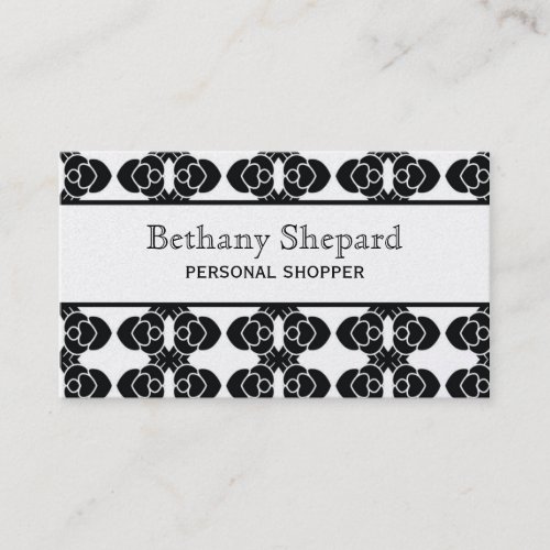 Art Deco Damask Business Card, Black