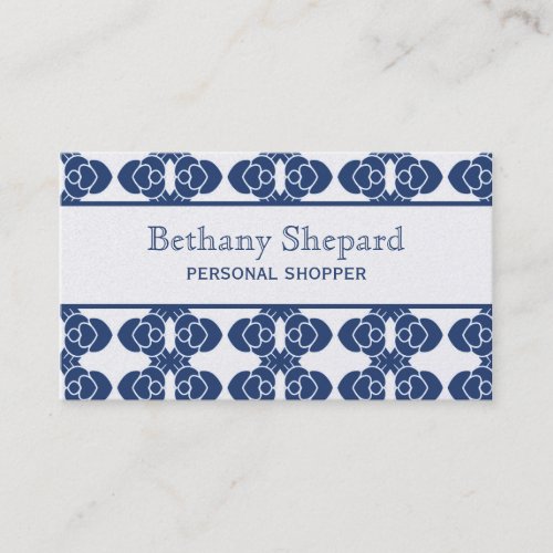Art Deco Damask Business Card, Blue