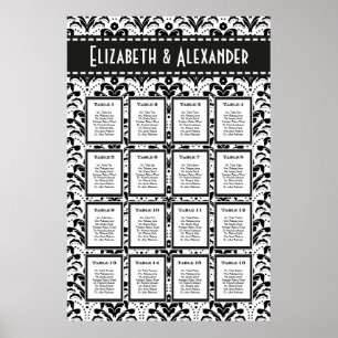 Art Deco Damask Wedding 16 Table Seating Chart