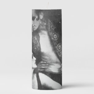 Art deco dancers berber and droste black and white pillar candle