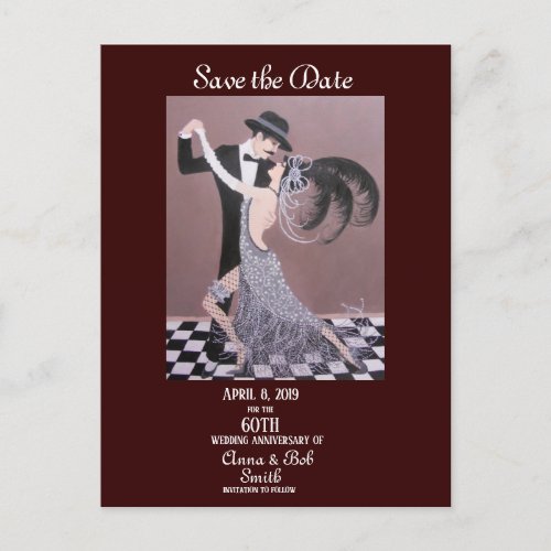 Art Deco Dancers Save the Date Postcard