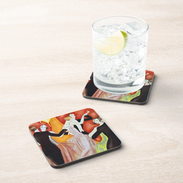 Art Deco Dancing Couples 1920s Ballroom  Beverage Coaster (Right Side)