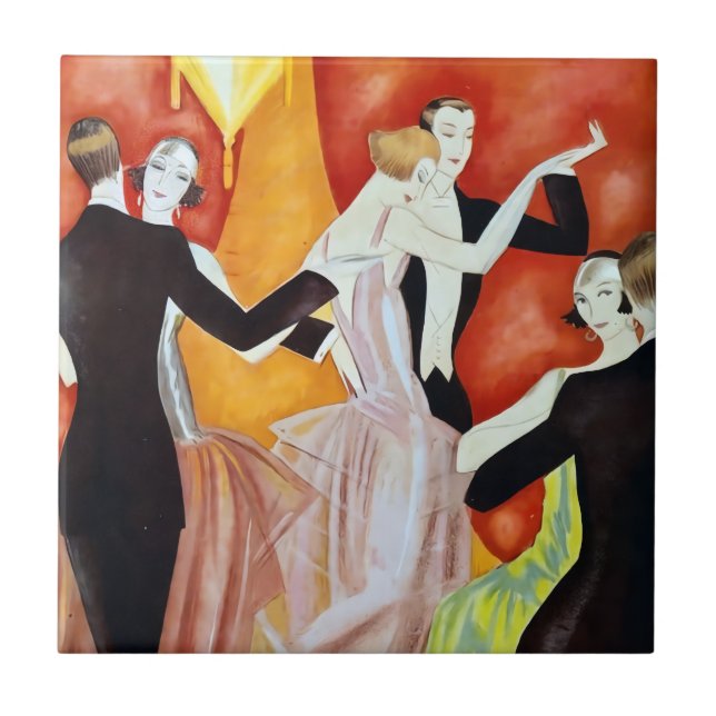 Art Deco Dancing Couples 1920s Ballroom  Ceramic Tile (Front)