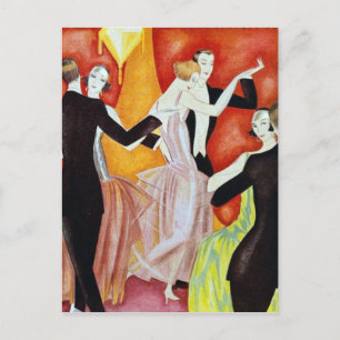 Art Deco Dancing Couples 1920s Ballroom Postcard