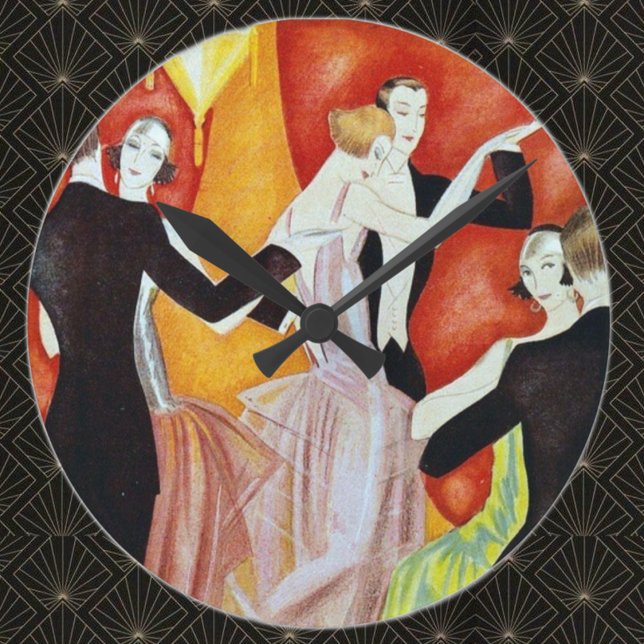 Art Deco Dancing Couples 1920s Ballroom  Round Clock (Creator Uploaded)