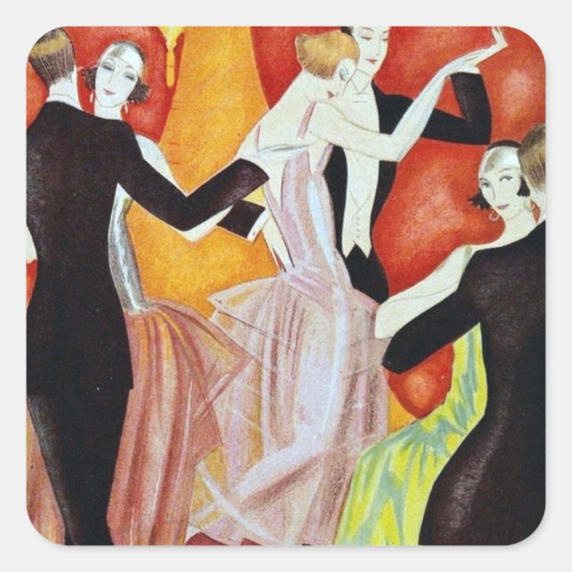 Art Deco Dancing Couples 1920s Ballroom  Square Sticker (Front)