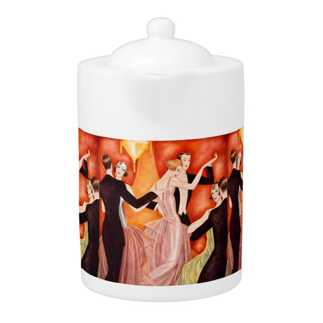 Art Deco Dancing Couples 1920s Ballroom  Teapot (Front)