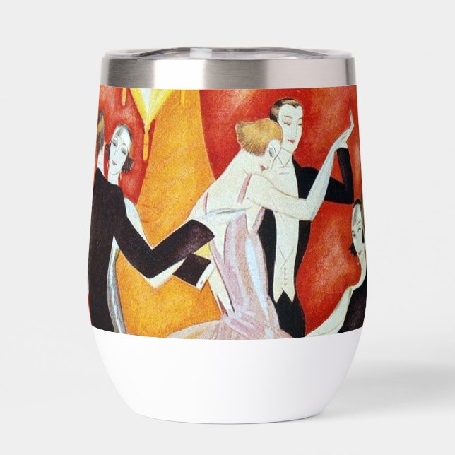 Art Deco Dancing Couples 1920s Ballroom  Thermal Wine Tumbler (Back)
