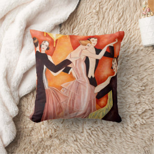 Art Deco Dancing Couples 1920s Ballroom  Throw Pillow