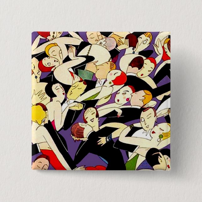 Art Deco Dancing Couples Pattern | 1920s Jazz Age  Pinback Button (Front)