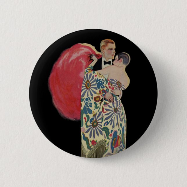 Art Deco Dancing, Vintage Love and Romance Button (Front)
