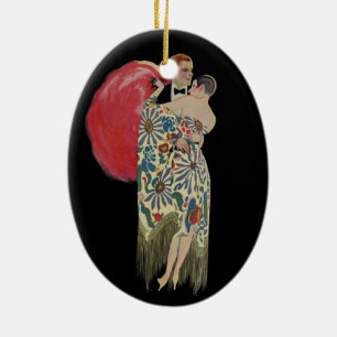 Art Deco Dancing, Vintage Love and Romance Ceramic Ornament