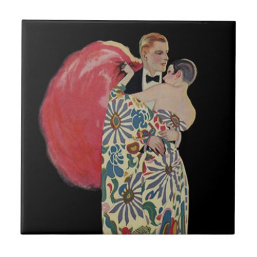 Art Deco Dancing Vintage Love and Romance Ceramic Tile
