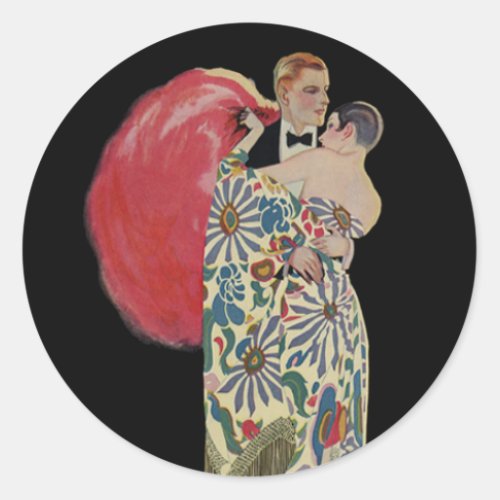 Art Deco Dancing Vintage Love and Romance Classic Round Sticker