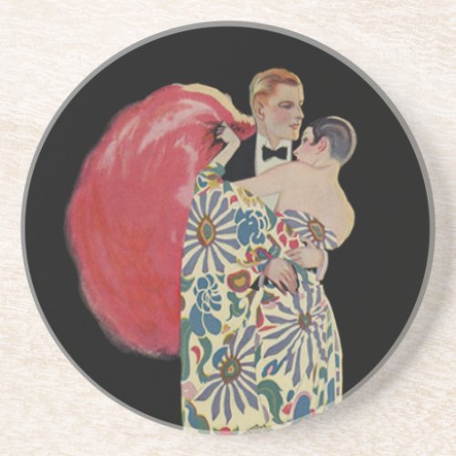 Art Deco Dancing Vintage Love and Romance Drink Coaster