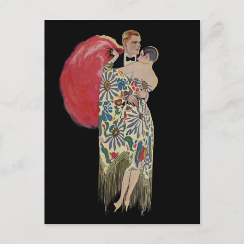 Art Deco Dancing Vintage Love and Romance Postcard