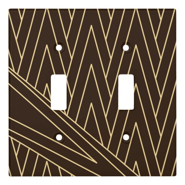 Art Deco Dark Brown and Gold Light Switch Cover (Front)