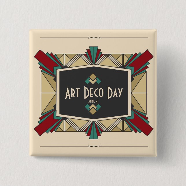 Art Deco Day Design Button (Front)
