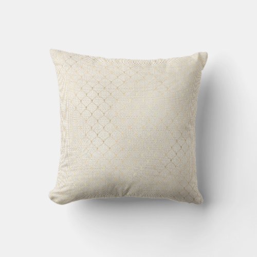 Art Deco Delicate Net Elegant Geometry Ivory Gold Throw Pillow