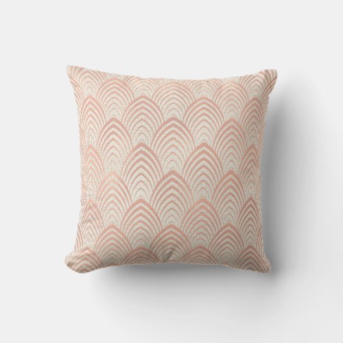 Art Deco Delicate Net Elegant Geometry Rose Gold Throw Pillow