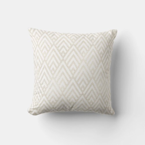 Art Deco Delicate Net Tribal Geometrical White Throw Pillow