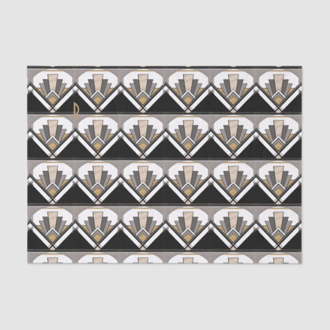 Art Deco Delight Pattern Personalized  Initial Tissue Paper (Front)