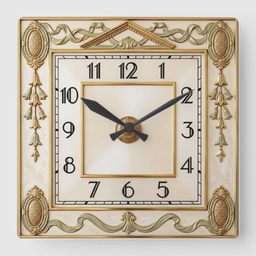 Art Deco Deluxe Square Wall Clock
