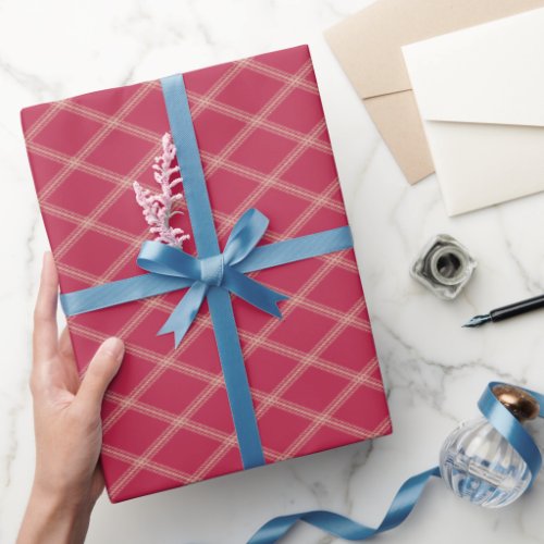 Art Deco Desert Sand Diamonds on Magenta Wrapping Paper