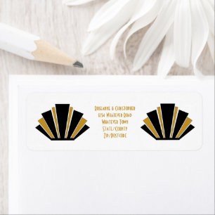 Art Deco Design Black And Gold Wedding Invitation Label