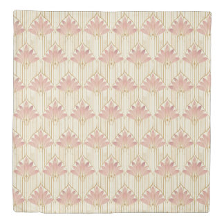 Art Deco Design in Pink, Rose Gold, and Tan Colors Duvet Cover