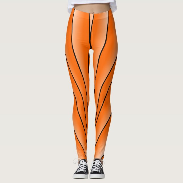 Art Deco Design Orange Leggings (Front)