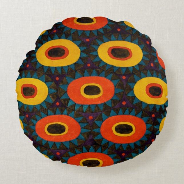 Art Deco Design Round Pillow (Front)