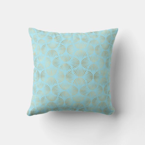 Art Deco Design Teal  Gold Pattern Throw Pillow