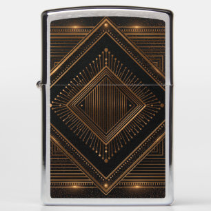 Art Deco Design with Geometric Gold Lines Zippo Lighter