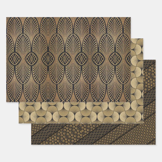 Art Deco Designs on 3 Sheets 3 Designs Gift Wrap (Set)