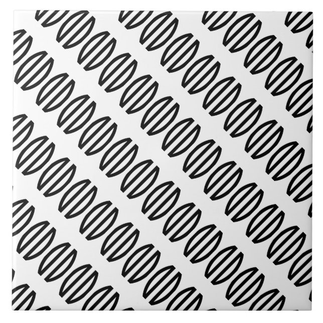 Art Deco Diagonal Pattern in Black and White Ceramic Tile (Front)